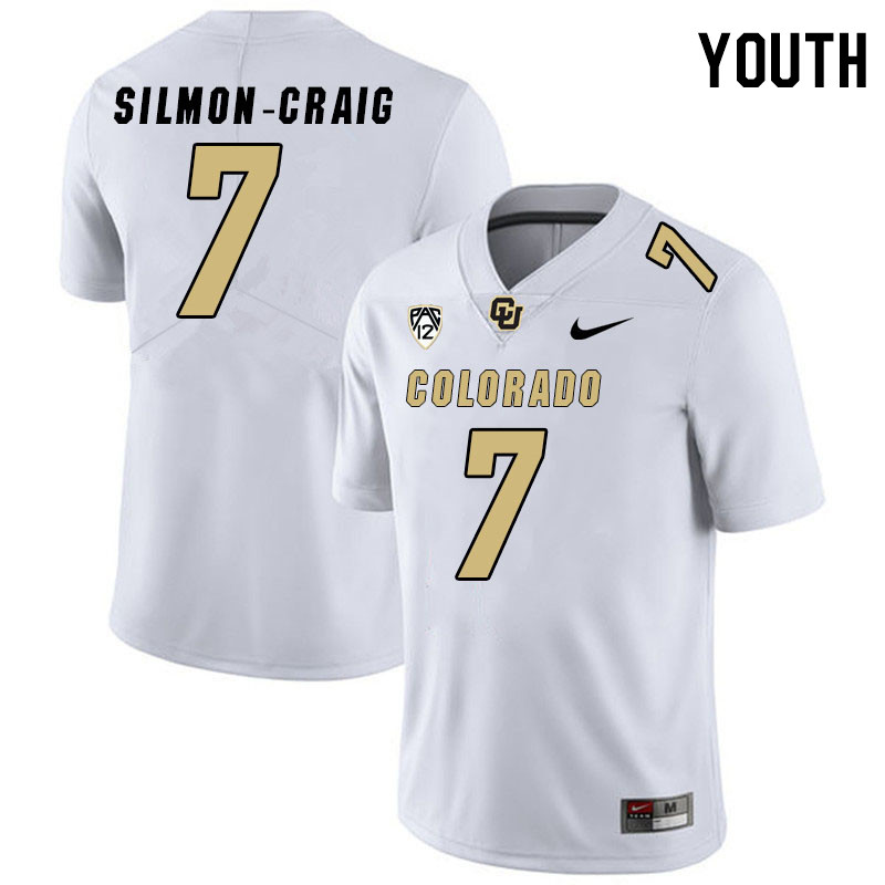 Youth #7 Cam'Ron Silmon-Craig Colorado Buffaloes College Football Jerseys Stitched Sale-White